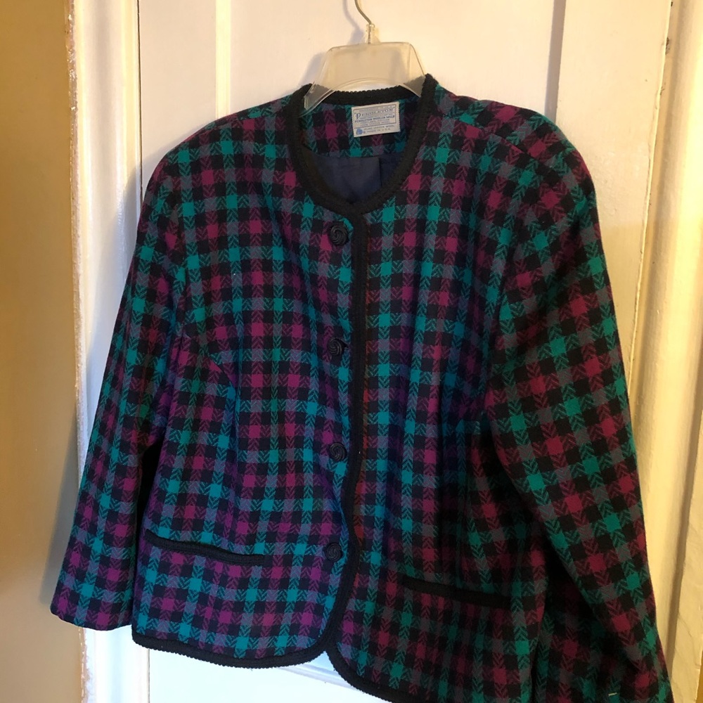 Vintage Pendleton Wool Cardigan Jacket Women’s Medium Plaid - Picture 5 of 5